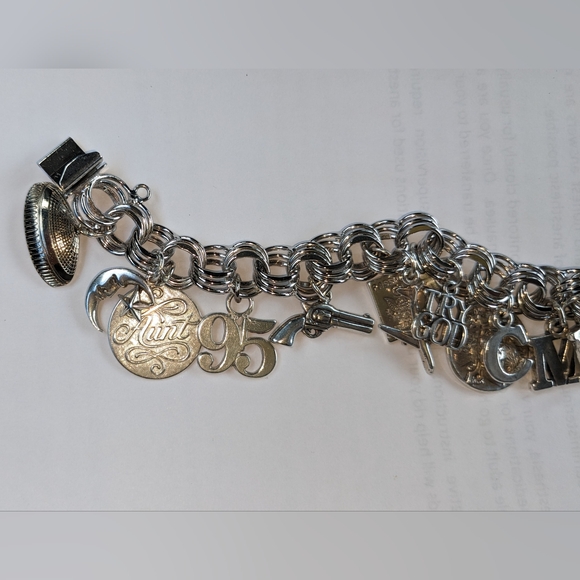 EC TRIPLE LINK STERLING SILVER ALL MARKED CHUNKY CHARM BRACELET - Picture 2 of 14